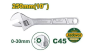Ключ разводной Jadever №10 250mm (1x6)(1x24)  |*, шт
